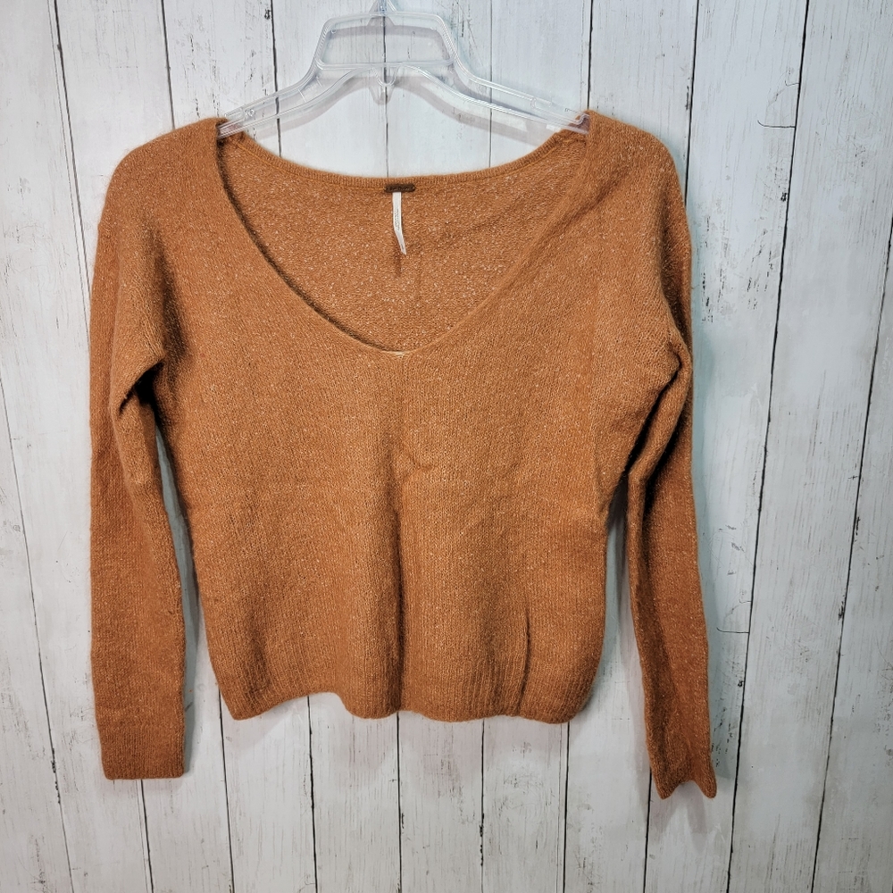 Free People Women's Gossamer Pullover Sweater Terracotta Brown Size Small. - Picture 3 of 8